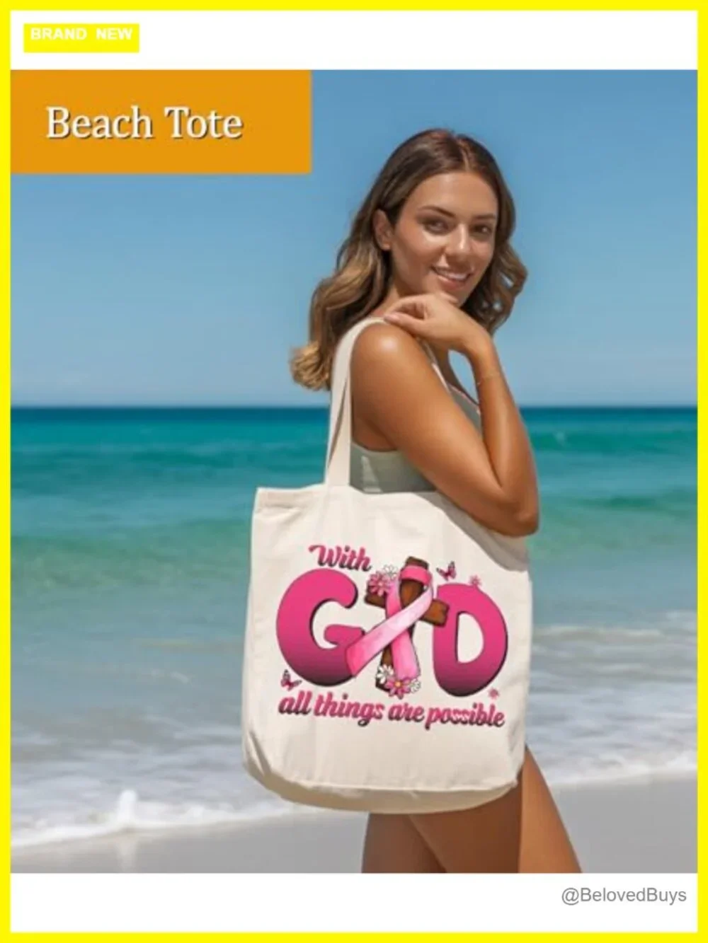 Canvas Tote Bag with Inner Pocket for Church Bible Study Medium